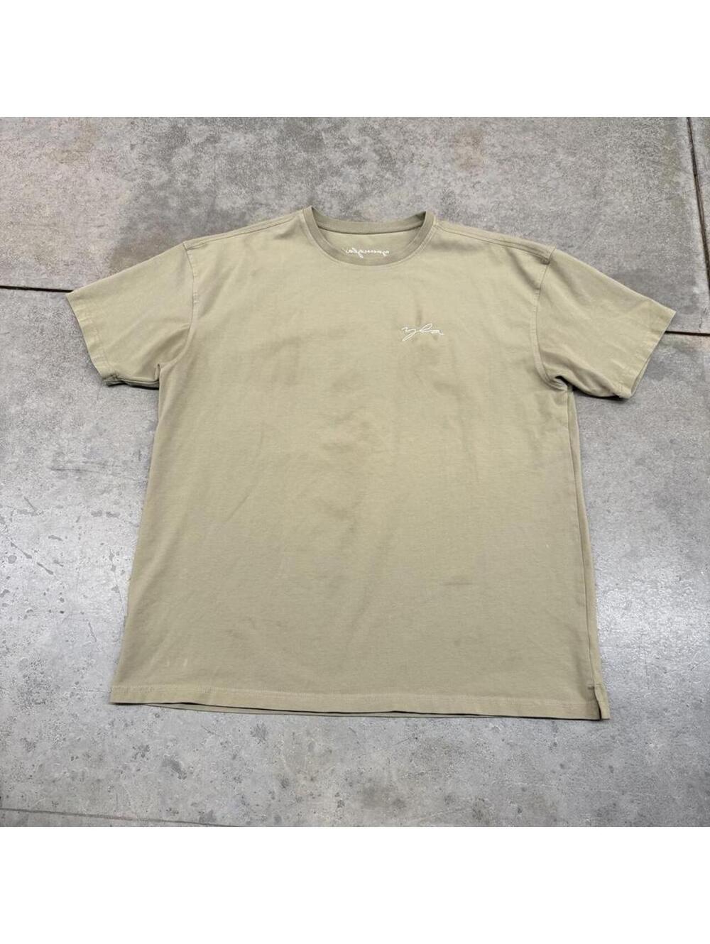 youngla beige script small logo heavyweight shirt size large